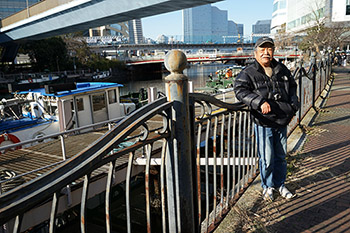 北村泰弘さん、横浜・大岡川の下流で…